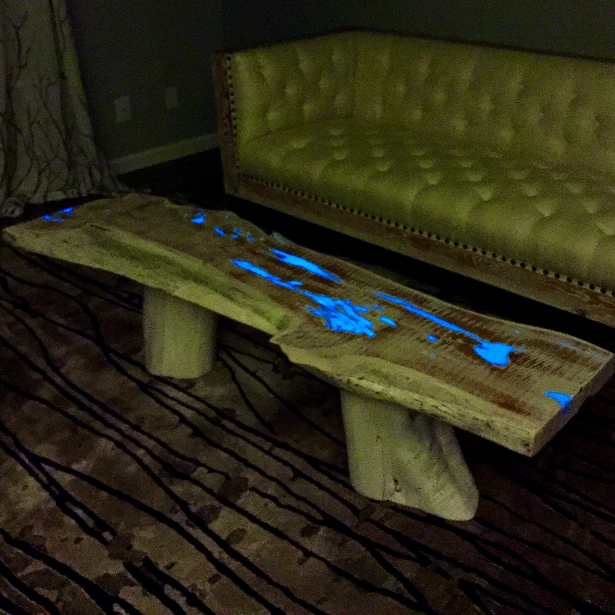 white washed reclaimed cedar wood st augustine florida old town timber coffee table glow in the dark resin
