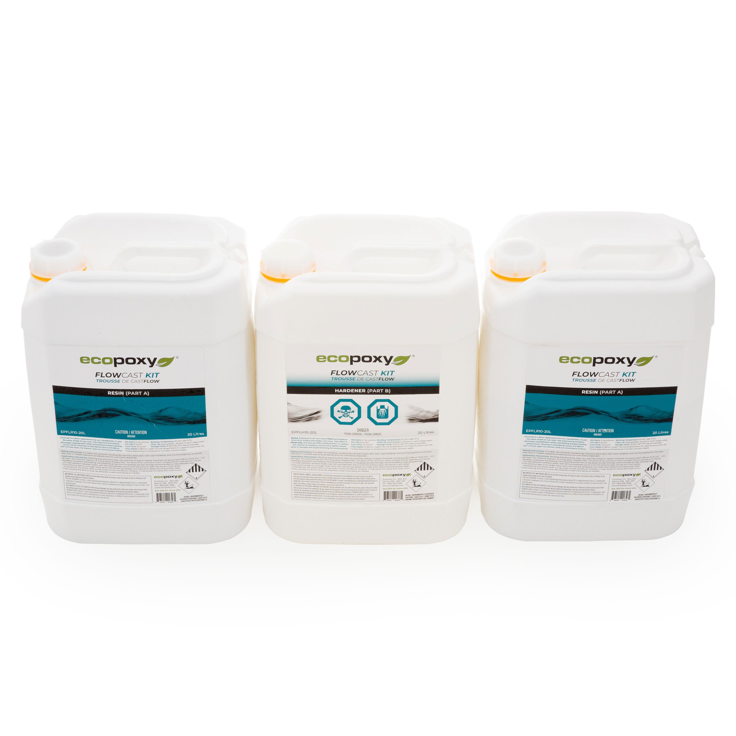 EcoPoxy - FlowCast - Improved Liquid Plastic - 30 Liter Kit - 2:1